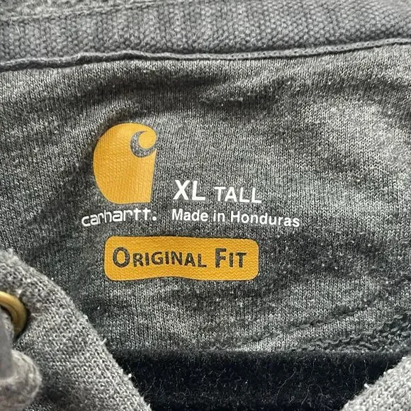 Carhartt Hoodie Mens XL Tall Gray Sweatshirt Midweight Logo Graphic Workwear - Picture 3 of 12